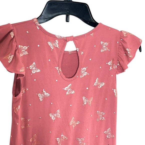 btween Rust Color and Rose Gold Butterfly Print Girls Dress size 7 - Picture 3 of 7